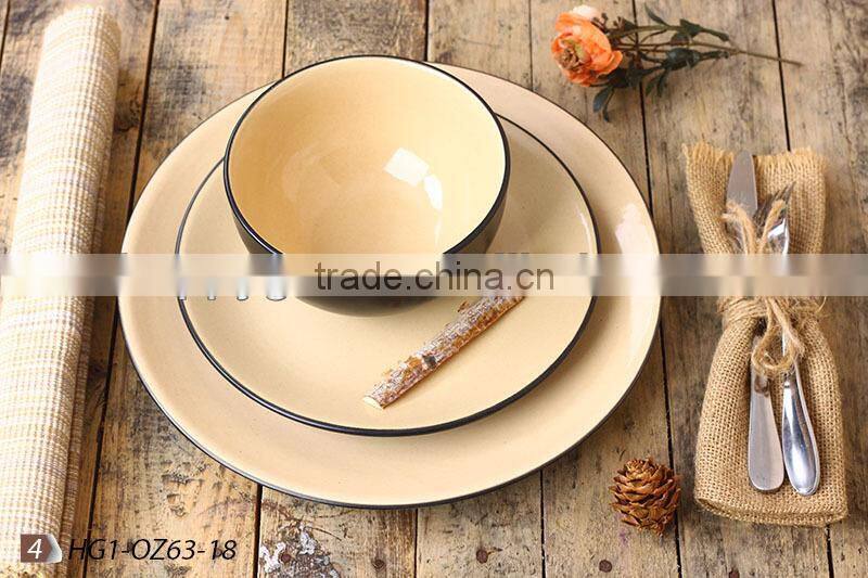 stoneware cheap ceramic colorful round dinnerware set