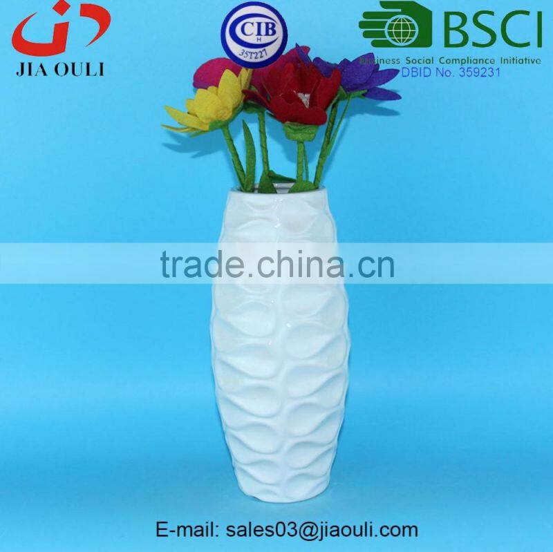 Dehua Porcelain Hot sales Ceramic Tall Square Vase, Ceramic Vase in White