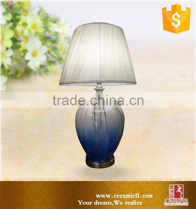 Round blue antique vintage porcelain table lamps