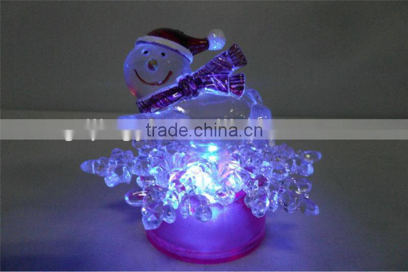 Flashing LED color changing small acrylic snowman