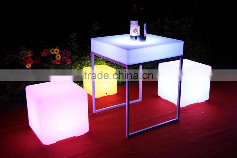 Illuminated color changing suqare top led glowing cocktail tables