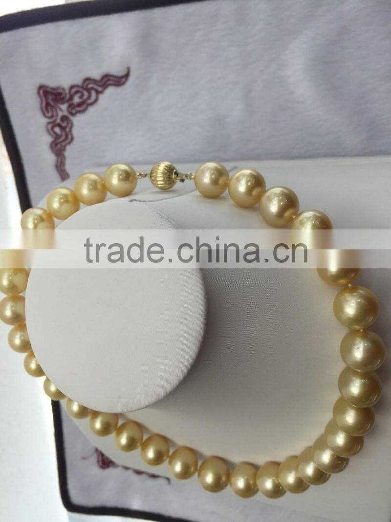 Best Quality 15-16mm Golden South Sea Pearl Necklace