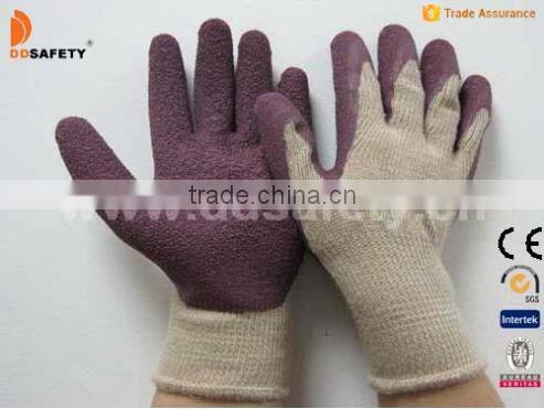 DDSAFETY Beige T/C Linner Magenta Latex Coating Safety Cotton Industry Gloves