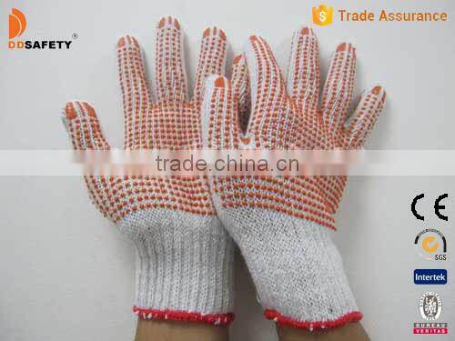DDSAFETY 2017 7G Bleach Cotton Knit Red PVC Dotted Safety Manufacturer Gloves