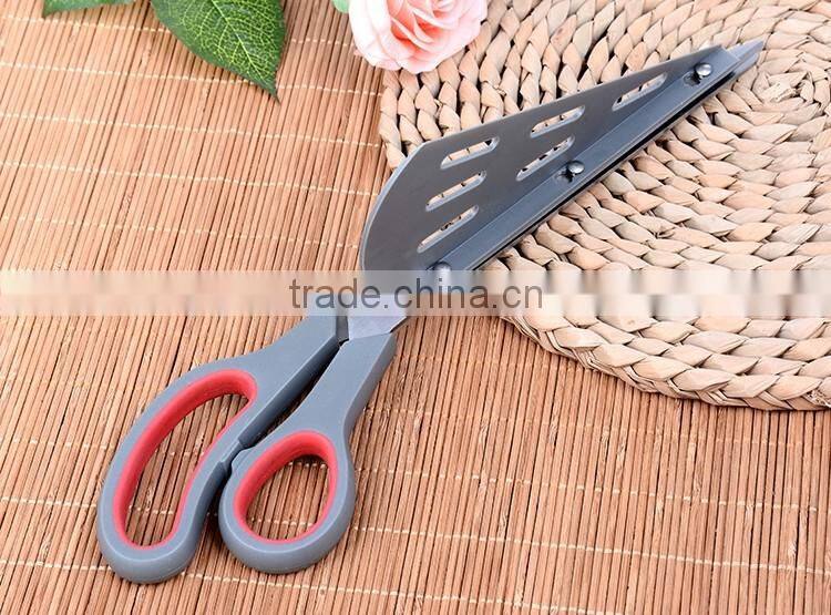 2016 Multifunctional stainless steel pizza scissors with rubber soft tpr handle /rubber scissors