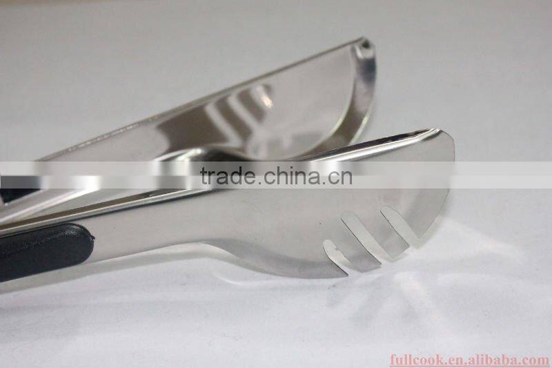 Stainless steel food tong w/skidproofed plastic handle