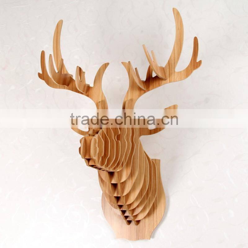 carved wooden deer head decoration wholesale
