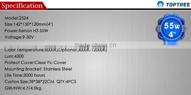 4'' 55w Work Off-road Light 4wd spotlights /HID Xenon Lamp,led head lamp for jeep tractor