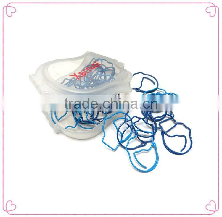 Shiny blue color palm design metal paper binding clip