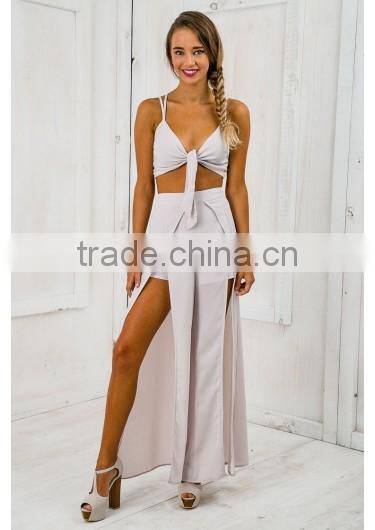 2016 split front design light weight pants with the matching crop top