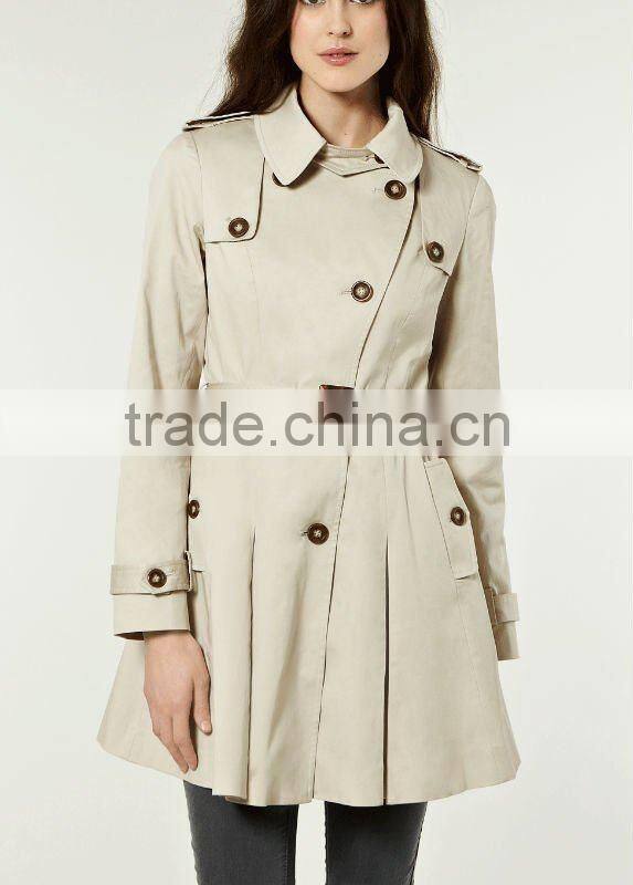 12C004 hot selling lady fashion cotton twill coat