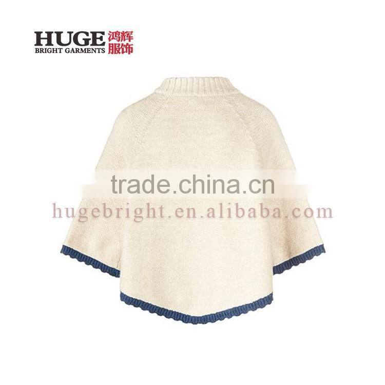 Fashion Style Lace Overlay At Shoulders Knitting Girls Sweaters