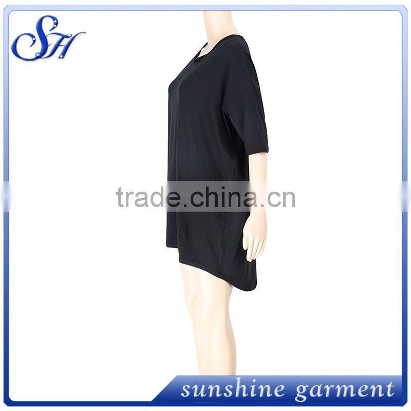 92%Polyester 8%Spandex Loose t-shirt Solid Color Plus Size T-shirt