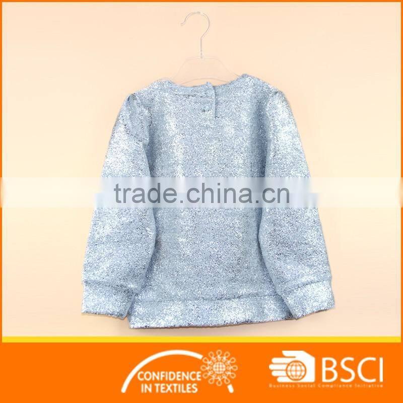 Shinning Silver Long Sleeve Child Casual Wear Leisure Suit Sweatshirt