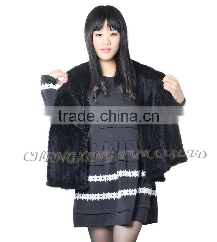 CX-B-M-46D Best Selling Wholesale Knit Mink Fur Lady's Latest Design Shawl