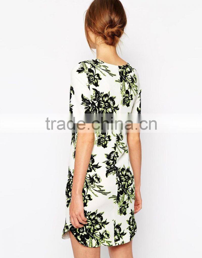 Floral T-shirt Dress dress flower printing Fashion women clothing 2014