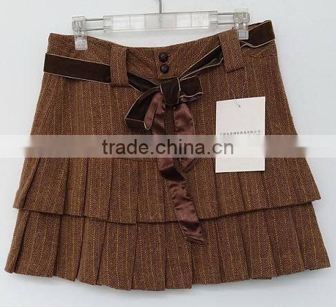 2016 sexy lady coffee yarn dyed ruffle skirt for summer
