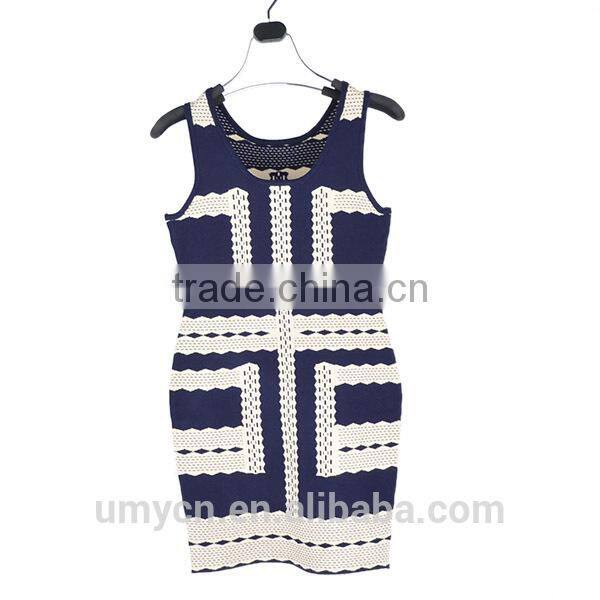2014 Spring summer jacquard sleeveless knitted dress