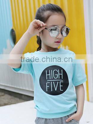 Fashion Custom High Five Word Printed Kids Round Neck Short Sleeve T Shirt OEM Service