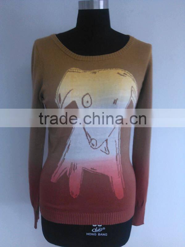 Longsleeve intarsia girls pullover sweater