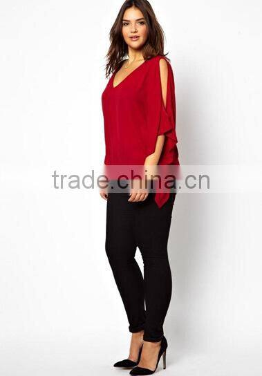 2016 latest hot sale oversized tops for fat women Chiffon shirt blouse for gilrs XXXL-6XL