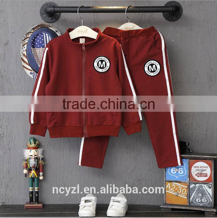 fashion casual cotton kids boys sport clothes and zip up hoodies sport wear sets
