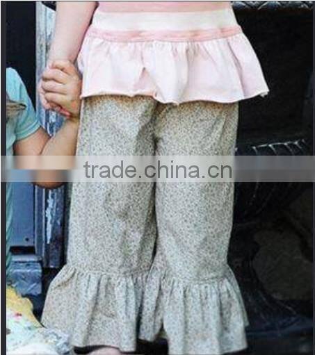 2014New arrival baby clothing chevron cotton pants kids broad wave stripe pants with ruffle adorable baby clothes zig zag pants