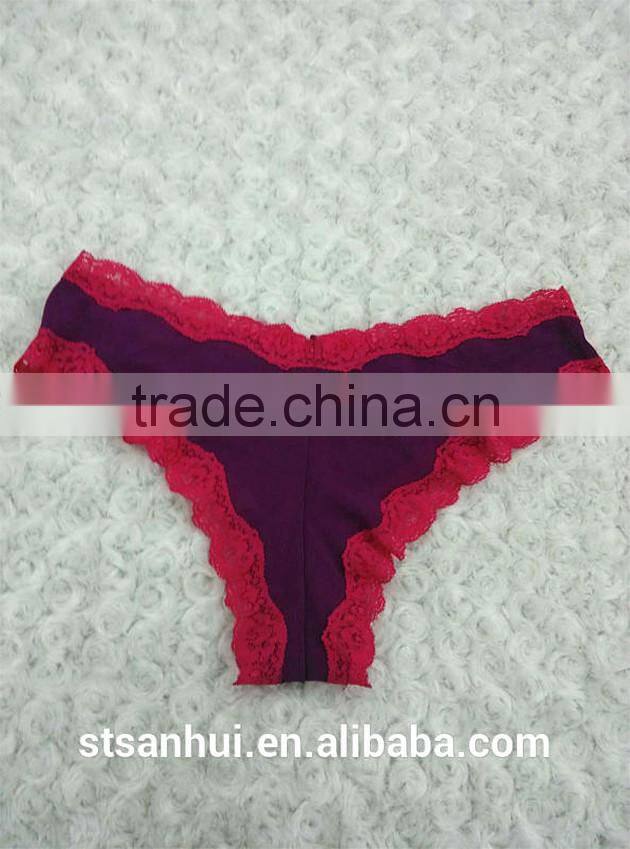 Stylish lace trim transparent women sexy panty thong
