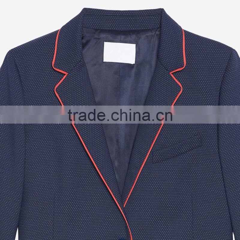 New fashion Italian collars edging trim button fasten dot print jackets womens