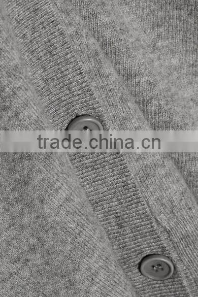 Custom Made Women Gray and Black Cashmere Off-Shoulder Cardigan with Black Shoulder Straps