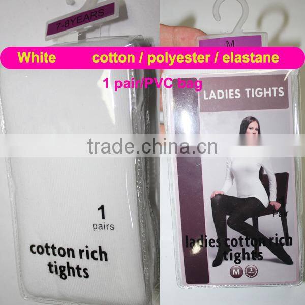 Ladies' white double needle tights in Pantyhose/Tights cotton leggings