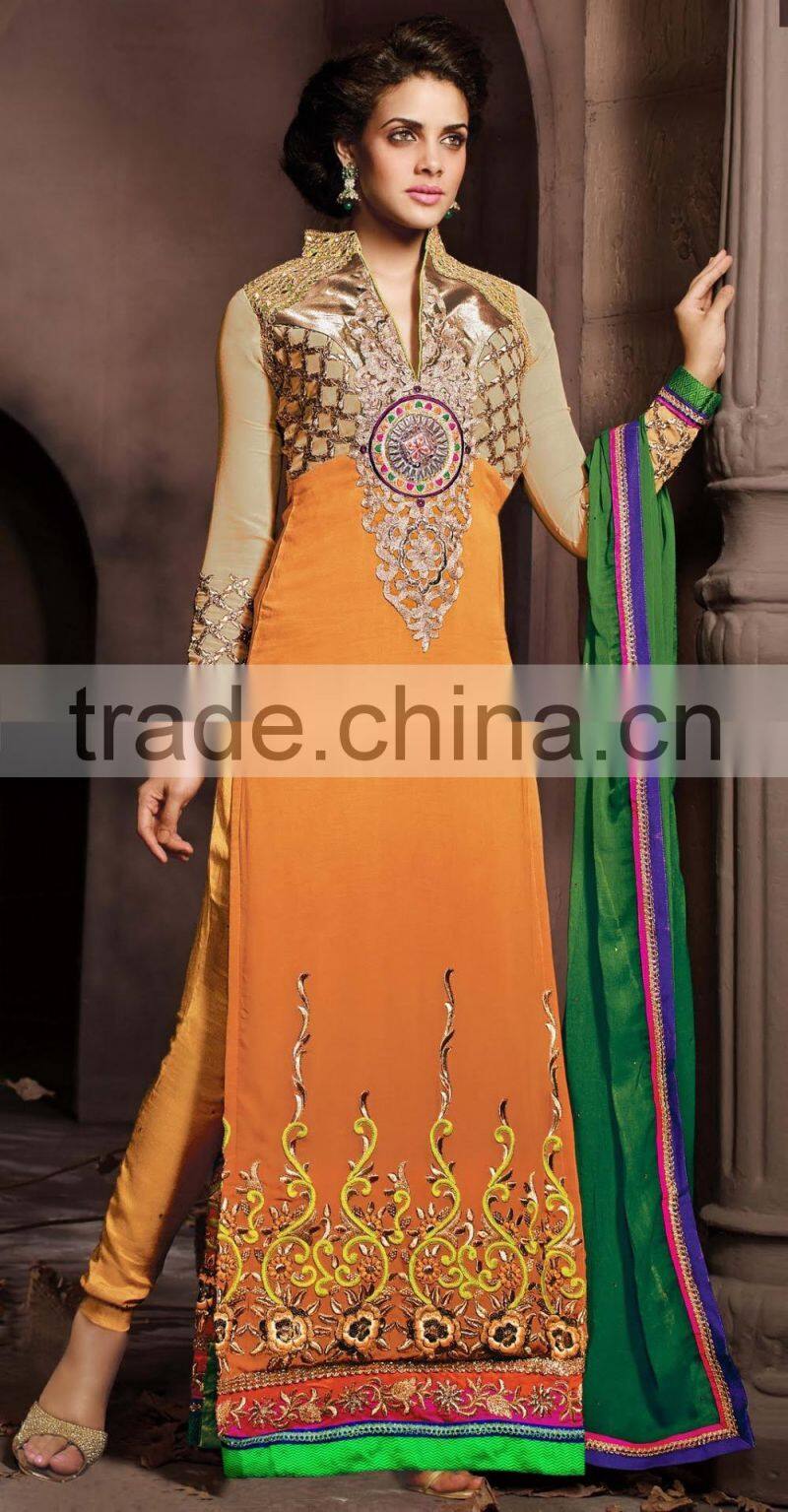 Ash color Zari design Beauty Charm Designer Semi Stitch Salwar Kameez