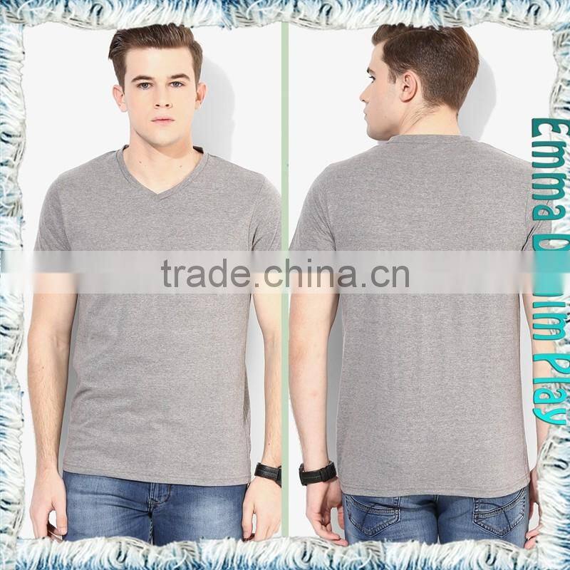 Mens Grey Custom Design Premium Quality V-Neck Plain T Shirts