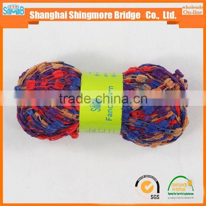 alibaba China knitting yarn supplier hot wholesale oeko-tex standard quality 100 polyester spun ladder yarn for knitting scarf