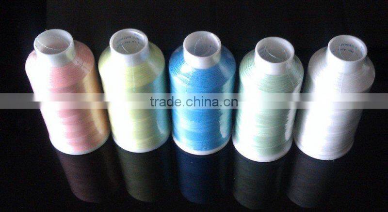 market popular glow thread/3000m/cone Glow In The Dark Embroidery Thread,glow thread,Luminous thread