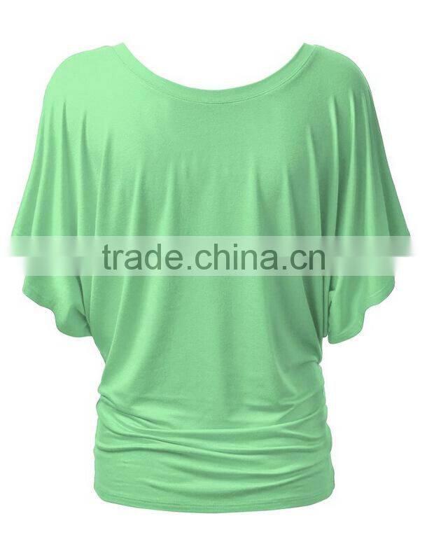 women shirt summer short batwing sleeve solid female tops S6310012