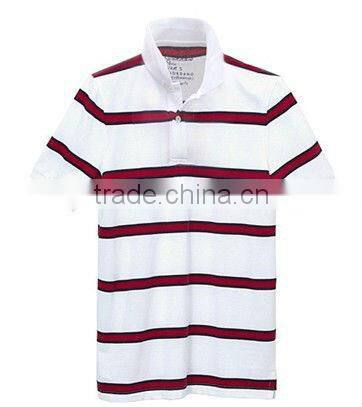 Contrast color stripe cotton Polo T-shirts