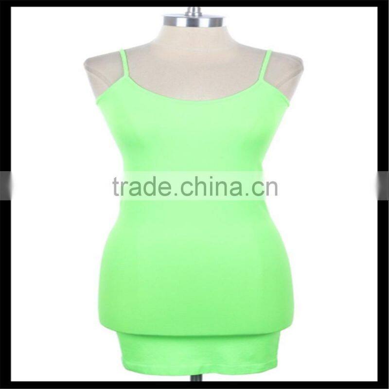 Extra Long Seamless Tunic Dress Slip Camisole Layering Tank Top orange color