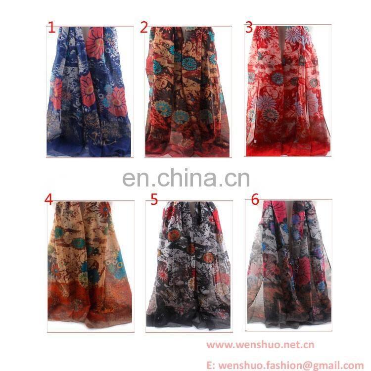2016 Solid Sunflower Printed Scaf Ladies Rural Style Viscose Shawl