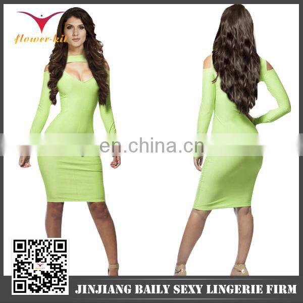 Factory manufacture latest popular emerald green bandage dress