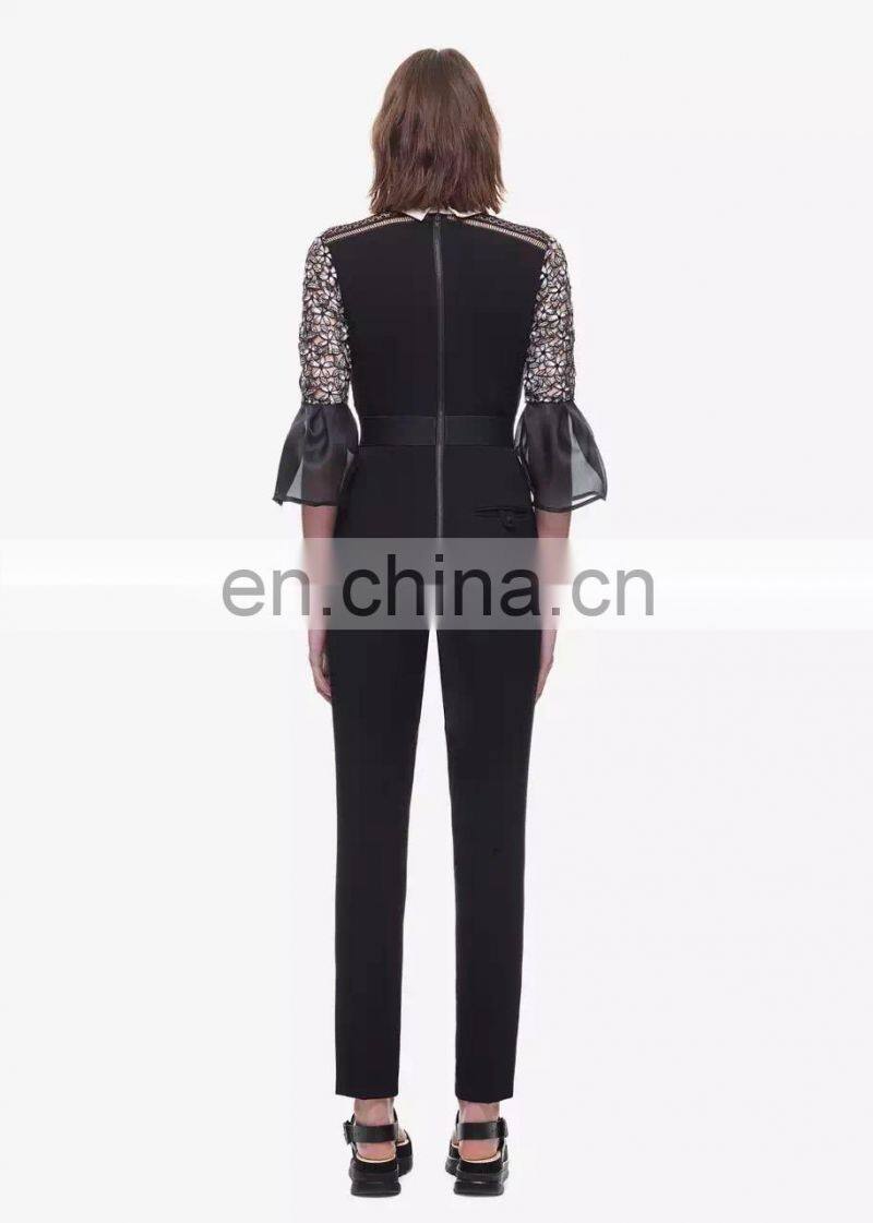 high quality long sleeve 2 layer lace beautiful white flower hollow office daily dress