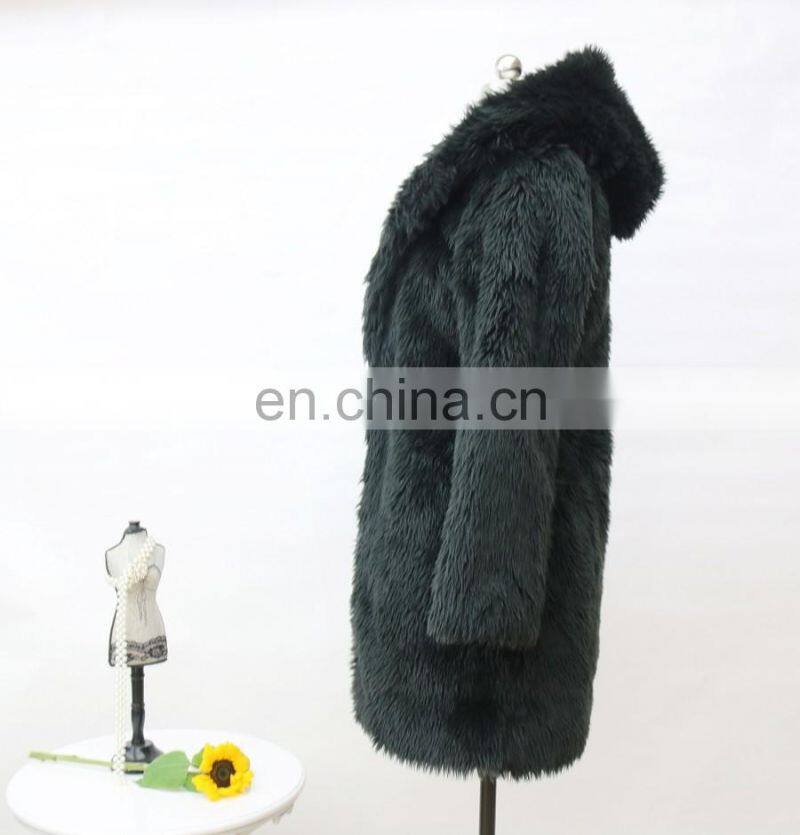 2016 wholesale ladies warm fake fur long coat