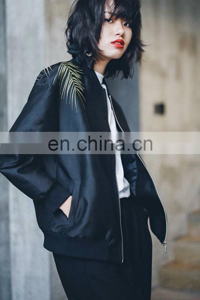 Black Oversized Nylon Zipper Winter Jacket