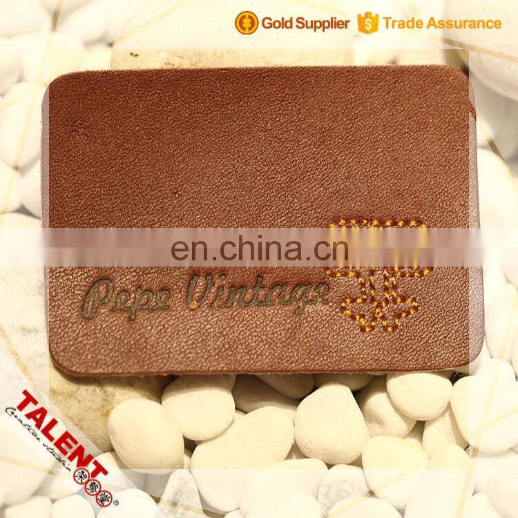 Custom Private Fashion Design Stitching Leather Patch Label For Garment