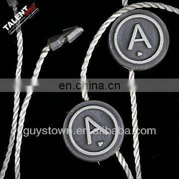 custom new fashion brand name transparent string seal tag for hangtag