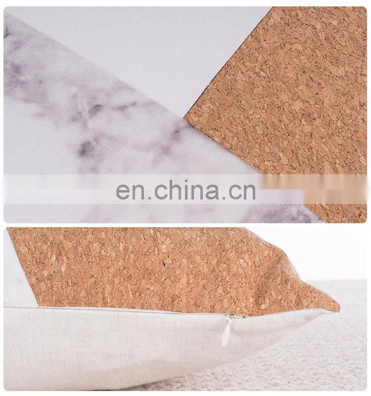 2018 Spring New Geometry Pillow Poly Canvas Patchwork Applique Cork Sofa Cushion