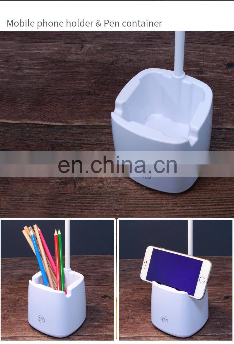 Bedroom led desk lamp with pen holder flexible usb table Touch dimmable multi-functional rechargeable bending table lamp led