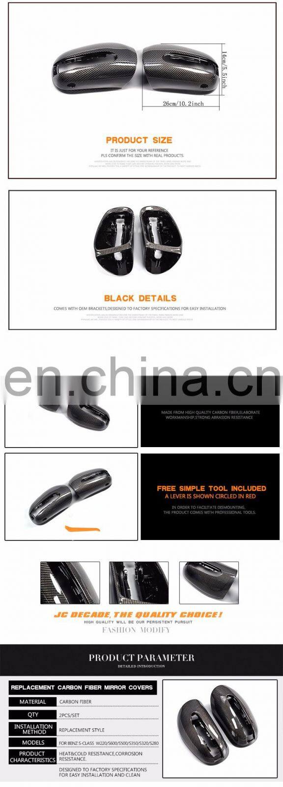 1Pair Carbon Car Side Mirror Cover Replacement for Mercedes S-Class W220