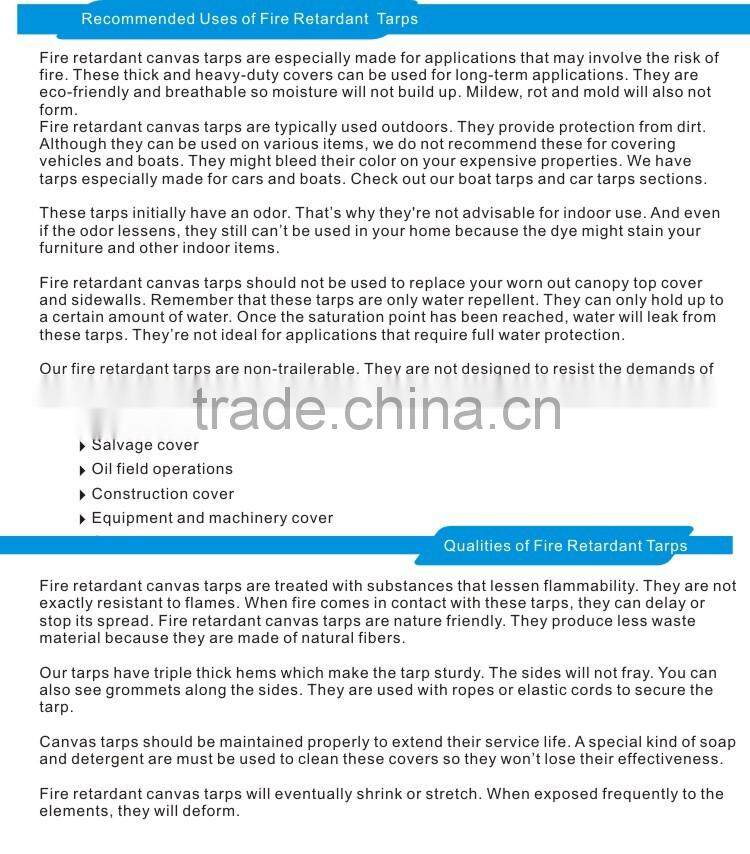 18oz flame retardant Canvas fabric Tarps
