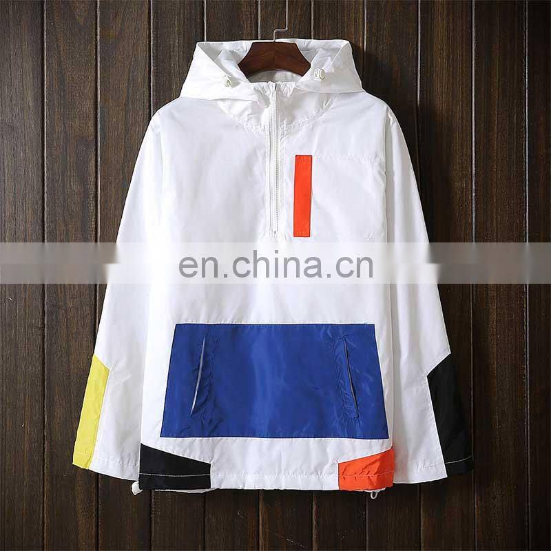 Wholesale custom men's new sports jacket windbreaker loose half zipper jacket casual stand collar pullover jacket